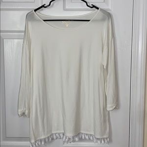 NWOT Lilly Pulitzer 3/4 Sleeve White Tassel Top